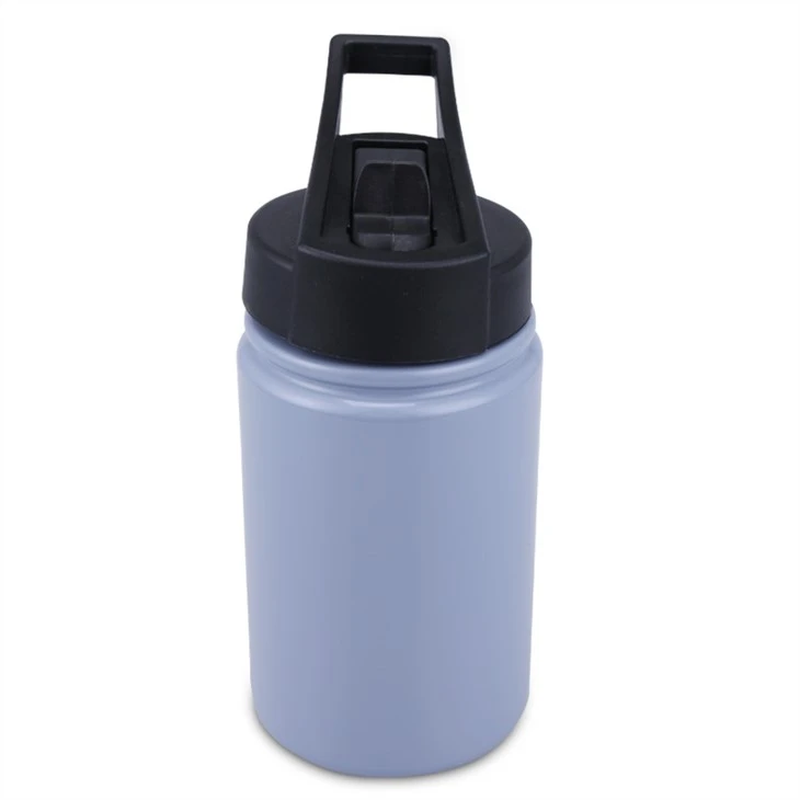 Termo pequeño de botella de agua con pajita de acero inoxidable